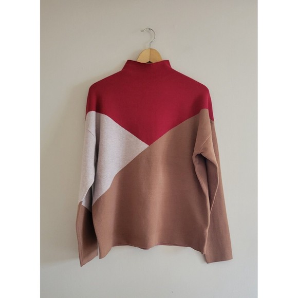 Tahari Sweaters - Tahari Womens Colorblock Angled Mock Neck Sweater Size XL Casual